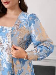 Ellevyn 大码女装两件套，优雅女装两件套（含短外套和连衣裙），女装两件套（含连衣裙和口袋），魅力女装两件套 - 彩色 - 查看 5