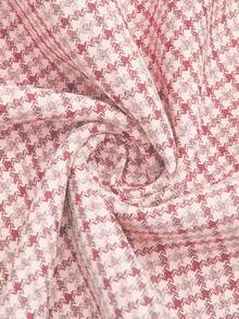 Sweetra Plus Size Women Houndstooth Elegant A-Line Skirt - Pink - View 3