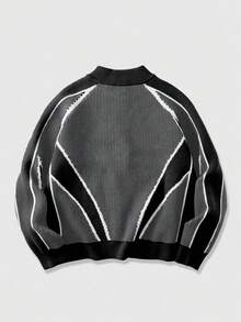 ROMWE MEN 男士休闲撞色拼接开衫，秋冬款