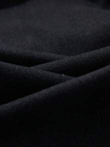 ROMWE MEN Anime 男士太阳图案口袋褶裥休闲牛仔裤 - 黑色 - 查看 3