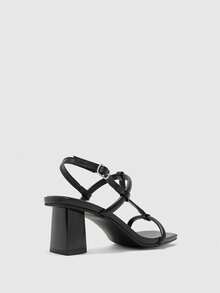 CUCCOO BIZCHIC Women's Fashion Square Toe Chunky Heel Sandals, Summer - Black - View 9