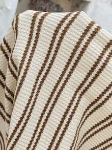 SHEIN Maternity Crew Neck Short Sleeve Striped Slim Fit Casual Dress Striped Maternity Dress Beige Maternity Dress Maternity Dress Casual Bump Friendly Dress Maternity Ribbed Dress