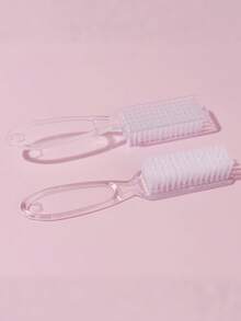 1/2/3/5PCS Long-Handled Square-Headed Transparent Plastic Multi-Functional Nail Brush Dust Demover Handheld Straightener Dustproof Transparent Nail Care Home Beauty Nail Art Tool Cleaning Accessory. - Clear - View 4