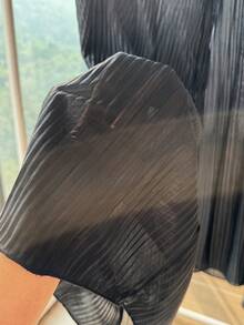 SHEIN EZwear Pantalones de pierna ancha de cintura con cordón plisado - Negro - Ver 5