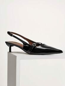 SHUZIA 女士尖头优雅时尚搭扣后跟带高跟鞋 - 黑色 - 查看 5