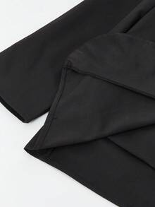 Heiryn 女士翻领单排扣西装外套搭配吊带连衣裙套装，时尚百搭，适合办公室和通勤穿着。 - 黑色 - 查看 7