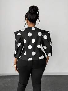 Maweii Große Größen Retro Chinesischer Stil Lässig Polka Dot Muster Hemd - Schwarz - Übersicht 6