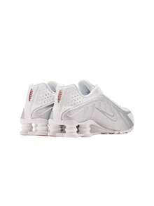 Nike Shox R4 Athletic Casual Shoes White Metallic AR3565 - Grey - View 5