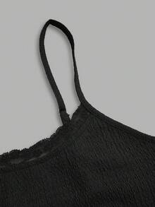 Sweetra New Slim Fit Stretchy Lace Trim Sexy Camisole Top For Women, Spring/Summer - Black and White - View 8