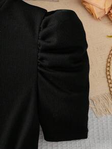 SHEIN Teen Girls Casual Elegant Monochrome Printed Splice Short Sleeve Wide Leg Jumpsuit