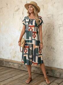 EMERY ROSE Women's Midi Casual Dress, Simple & Fashionable For Daily Wear