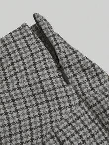 Sweetra 大码女士千鸟格优雅A字裙 - 淺灰色 - 查看 5