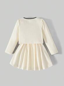 Ontre Ensemble veste à volants en patchwork et jupe plissée pour préadolescentes - Blanc - Voir 2