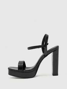 CUCCOO BIZCHIC 女士时尚优雅防水厚底高跟凉鞋 - 黑色 - 查看 10