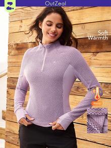 OutZeal Women Winter Thermal Outdoor Sweatshirt Hiking Camping Cozy Fleece Long Sleeve Drawstring Waist With Thumbhole - Dusty Purple - View 1