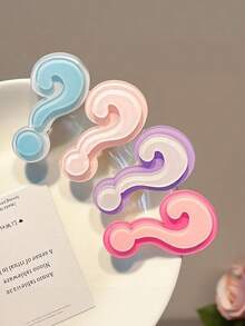 Joivida 1个糖果色趣味问号发夹，创意刘海，展现夏季新款女士发饰，渐变问号发夹，可爱发夹，趣味设计，休闲风格，展现时尚个性，装饰发夹，青春发夹 - 彩色 - 查看 7