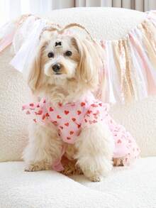 PETSIN Pink Heart Mesh Princess Dress, Pet Dress Suitable For Valentine's Day, Party, Cats & Dogs - Pink - View 5