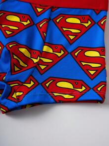 SUPERMAN X SHEIN Young Boy 1pc Superhero Allover Print Trunks