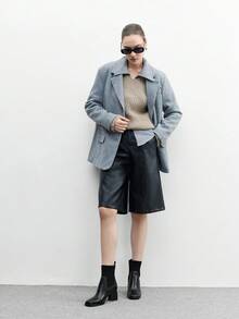 CUCCOO BIZCHIC Botas de tobillo de tacón alto y grueso versátiles y de moda para citas - Negro - Ver 6