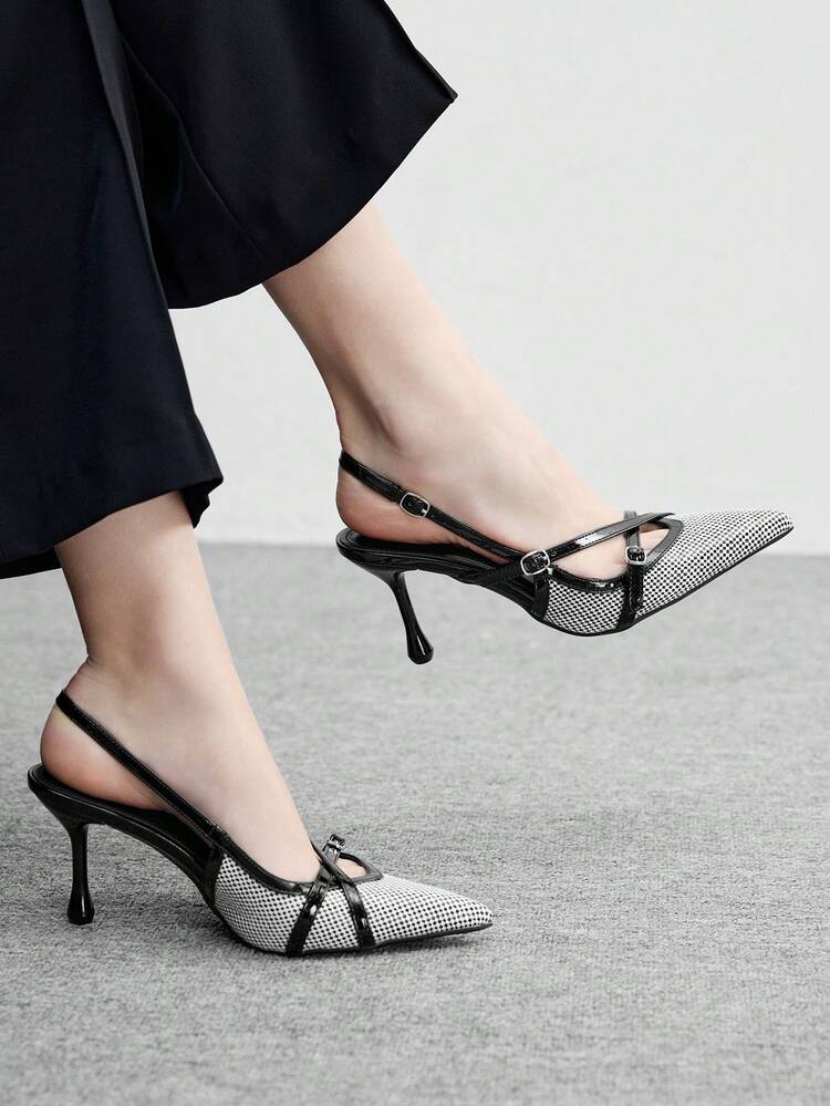 CUCCOO BIZCHIC Women's Pointed Toe Buckle Design Fashion High Heels For Daily Wear For Christmas