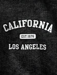 Young Girl Denim Set, Casual Personalized Fashion Denim Hooded Sweatshirt + Loose Pocket Cargo Pants With Belt, Cool Stylish 2 Pieces Outfit, Blue, Suitable For Daily, Casual, Holiday - Black - View 7