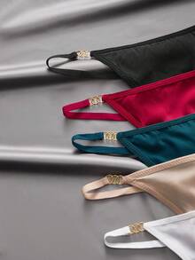 EmpressEnvy 5pcs/Pack Women's Everyday Solid Color Low-Rise Thong Panties - Multicolor - View 3