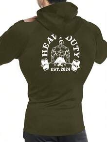 Gym Rark Men's Contrast Color Print Long Sleeve Sweatshirt - Army Green - View 4