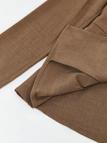 Heiryn Blazer elegante de mujer con cierre de botón de metal para ir al trabajo - Marrón - Ver 8