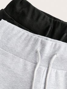 SHEIN EZwear Quần thể thao ống loe cạp chun rút dây mới 2 chiếc/bộ dành cho nữ, thích hợp cho các hoạt động ngoài trời - Nhiều màu - Xem 3