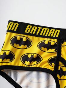 BATMAN X SHEIN 男士柔软舒适蝙蝠印花字母织带三角裤 - 黃色 - 查看 3