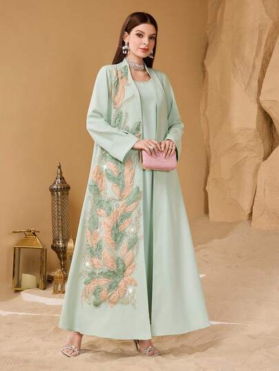 Layrah Customized Embellished Patchwork Women Loose Fashion Elegant 2 Pieces Set Abayas Abayas Dubai Luxury For Evening Party