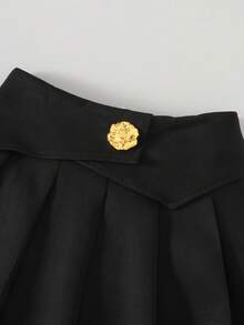 Maija Kids Falda mini plisada con decoración de hebilla metálica para niña preadolescente - Negro - Ver 3