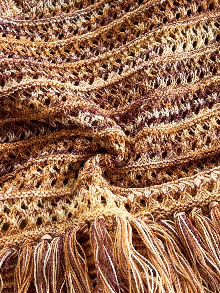 Vestido Curto Vintage Soleia com Decote em V, Alça Halter e Bainha com Franjas, Cor Maillard, Adequado para Cruzeiro, Férias, Encontro, Chá da Tarde, Festa, Balada, Praia, Resort de Ilha, Viagem de Carro, Hippie, Festival de Música, Temporada de Casamento, Vestido de Praia Boho para Férias, Pode Ser Usado por Dentro ou por Fora, Adequado para Todas as Estações - Multicolorido - Visão 7