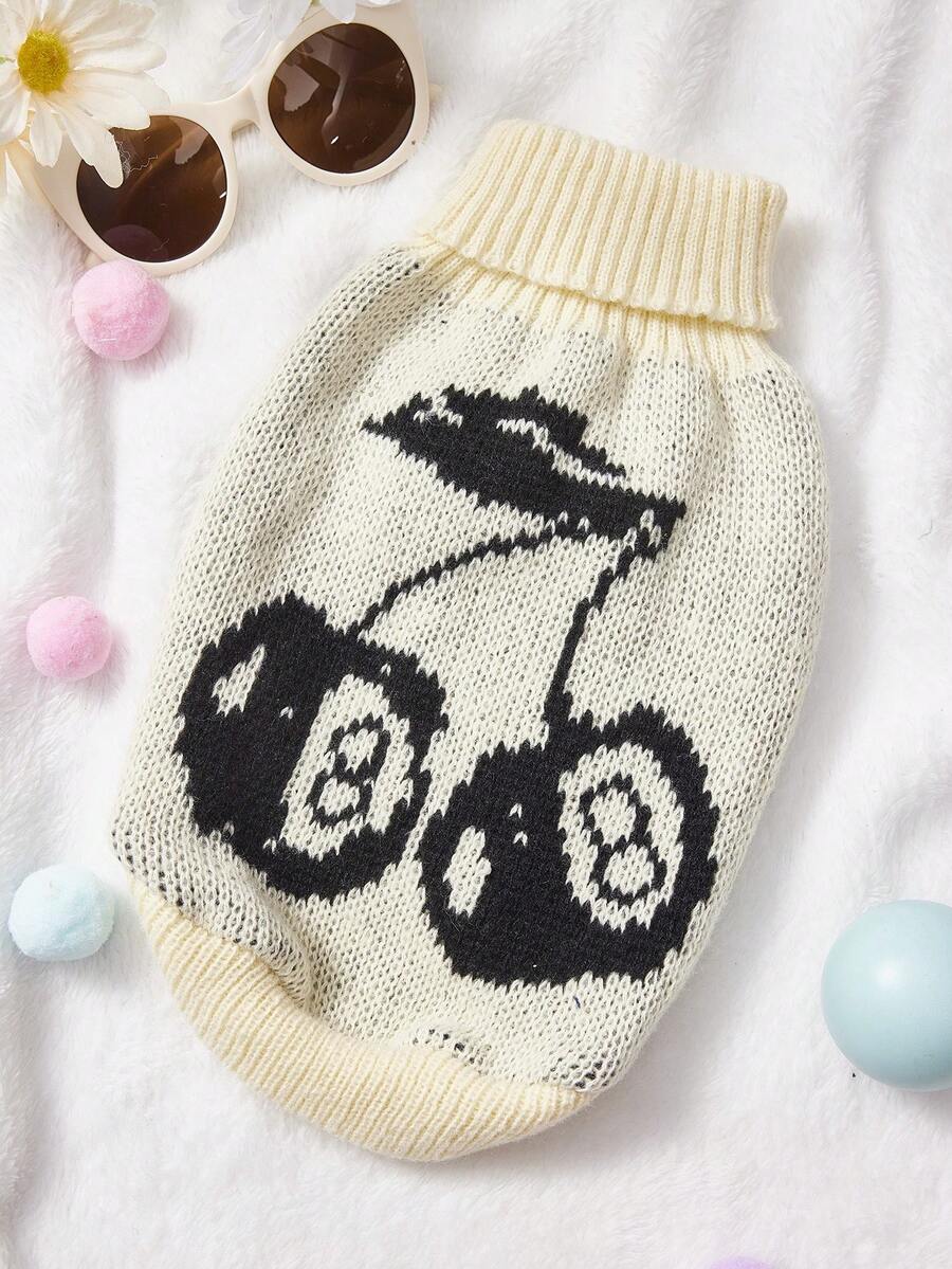 PETSIN 1 Black Cherry Printed Pet Sweater, Warm Pet Clothing For Cats And Dogs In Winter - Multicolor - View 1