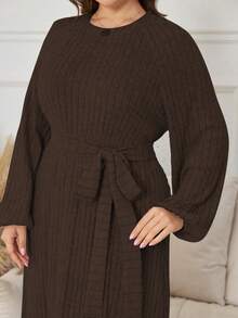 Lacomfia Plus Size Women Knitted Long Sleeve Crew Neck Casual Long Dress, Autumn/Winter