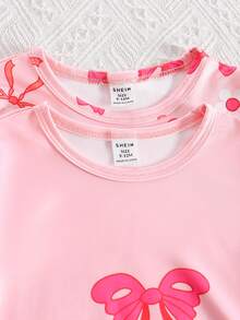 Baby Girls Pajamas-2 Piece Pajama Bow Print Nightgowns Set Round Neck Long Sleeve Soft Lightweight Sleep Dress Two Pack Pink Bow Pattern All Season Bedtime Nap Play Holiday Gift 2026 Must Have