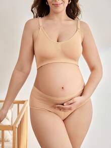 BloomMama 1件无缝纯色加大码无钢圈哺乳文胸，舒适