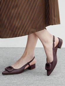 CUCCOO BIZCHIC 女士优雅通勤简约纯色尖头平底鞋 - 咖啡棕 - 查看 3