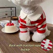 Pets, Cats, Dogs, Dog Clothes, Puppy Dog, Chihuahua Dog Clothes, Cat Supplies, Pet Clothing, Dog Striped Clothes, Cat Two-Legged Clothes, Polo Shirt Apparel - Red - View 4
