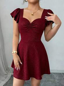 GlowEve Women's Elegant Sexy Shiny Mini Dress - Red - View 3