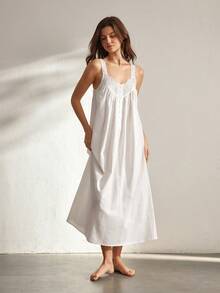 Ocili 女士花卉刺绣镂空纽扣设计休闲连衣裙