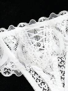 Floral Lace Thong, Sexy Lingerie, Bridal Lingerie - White - View 6