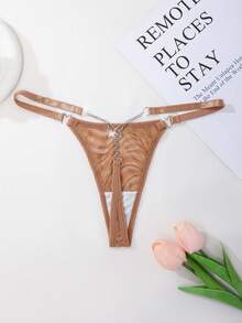 女士纯色透气丁字裤，Rave - 摩卡棕 - 查看 2