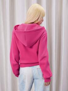 Y2Kool Maria Clara Maia Áo khoác hoodie nữ màu hồng cánh sen phong cách Y2K, kiểu dáng ngắn, họa tiết trái tim kỳ lân, thích hợp cho mùa thu/đông, dự tiệc, lễ hội, mặc hàng ngày. Áo hoodie màu hồng có khóa kéo, thích hợp cho sinh nhật nữ, lễ hội hóa trang. - Hồng - Xem 2