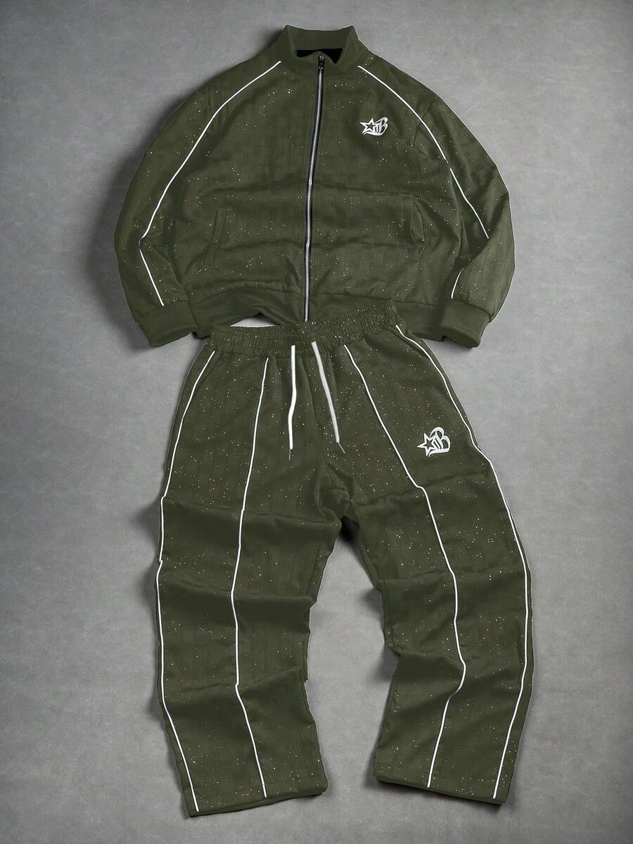 Manfinity EMRG Conjunto de chaqueta juvenil, de estilo urbano y cool - Verde militar - Ver 1