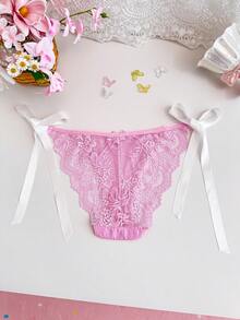 PetitDoll Women's Elegant Lace Patchwork Tie-Front Low-Waist Panties - Multicolor - View 2