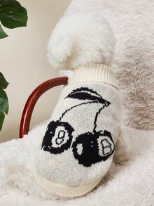 PETSIN 1 Black Cherry Printed Pet Sweater, Warm Pet Clothing For Cats And Dogs In Winter - Multicolor - View 2