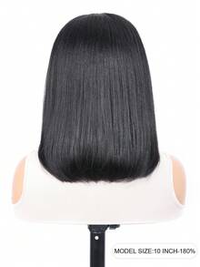 Yaki Straight Glueless Bob Wig Human Hair With Bangs 4x4 Transparent Lace Short Ready To Wear Bob Wigs Natural Looking 180% Density Black Color - Natural Black - View 4