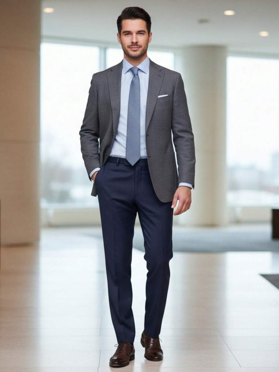 Pantalón de Vestir Slim Fit para Hombre Impala Premium - Azul Marino - Ver 1