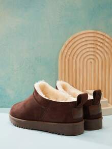 Mini mi Fabric Suede Chocolate Cozy Slip-On Clog Mules – Designer-Inspired, Warm & Comfy. - Chocolate Brown - View 3